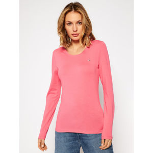 Tommy Jeans dámské růžové tričko s dlouhým rukávem Jersey